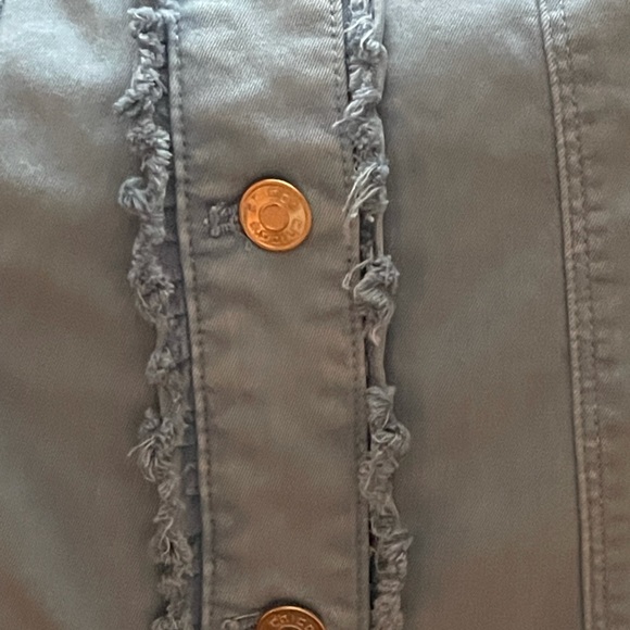 Sky Blue Chico’s Denim Jacket with Fraying Boho Chic  Festival StyleSize S - Picture 9 of 9